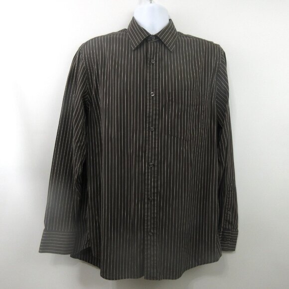 Banana Republic Other - Banana Republic Mens Shirt Sz Large Button-Down Brown Striped 100% Cotton Casual